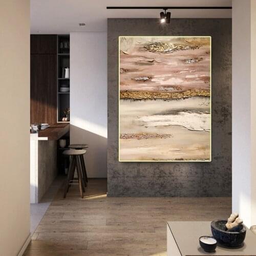 Golden and Pink Paintings for Interior Scandinavian Wall Art Painting for Dropship No Frame Canvas Prints Poster Free Shipping