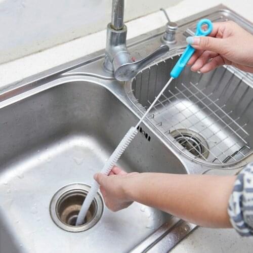 1pc Blue Long Flexible Radiator Heater Dust Sewer Bristle Brush Dredger Cleaner 71cm*2.6cm