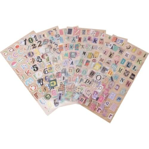 10packs/lot Sticker English Alphanumeric Retro Diary Gilding Transparent Stickers Sticky Notes