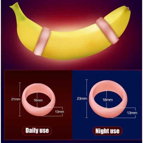 2pcs Day Night Silicone Male Foreskin Correction Hinder Ring Time Delay Ejaculation Penis Rings Sex Toys for Men Lock Cock Ring