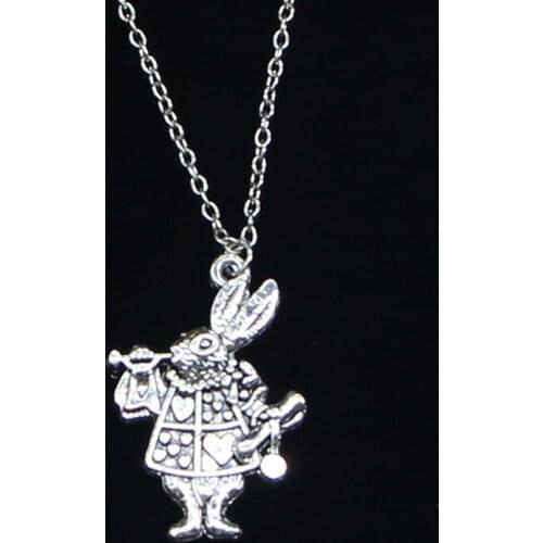 20pcs New Fashion Necklace 36x23mm musical rabbit trumpet Pendants Short Long Women Men Colar Gift Jewelry Choker