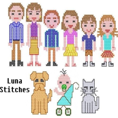 2020 New Arrival Embroidery People Family Learn to Cross Stitch Kit with 100% Cotton Floss & Free Shipping for Customized Gifts
