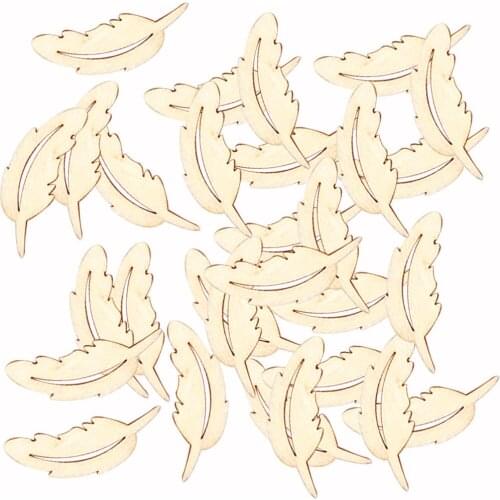 25pcs Wooden Leaf Shaped Crafts DIY Handcraft Slice Card Making Wood Art Decoration Photo Clip Stickers Ornaments