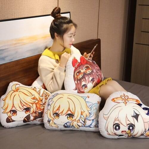 35cm Game Genshin Impact Yan Fei Eula Cosplay Costume Two-sided Printing Plush Pillow Doll Kawaii Cartoon Props Accessories