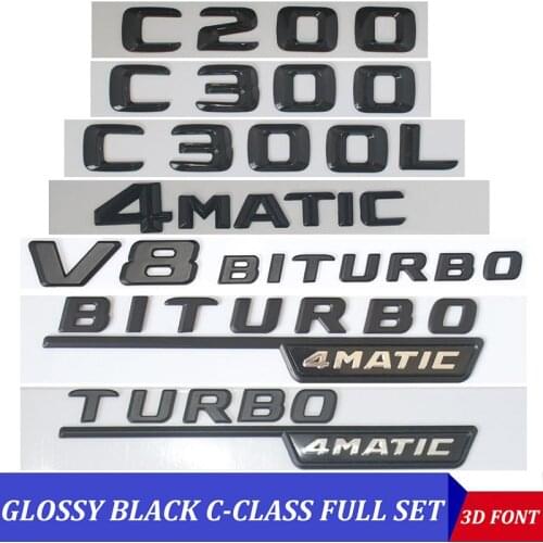 3D Black W204 W205 Car Emblem C43 C200 C250 C300 C350 C63 C180 Letters Auto Badge Logo Emblemas Do Carro For Mercedes Benz AMG