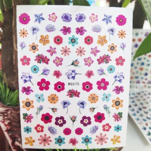 3D Stickers for Nails Red Flower Sunflower Lily Design Nails Art Decoration Manicure Stickers Decal Slider Nail Foil Accessories