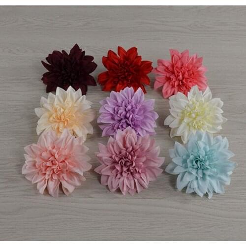 5PCS 10cm Large Dahlia Artificial Flower Heads Birthday Party Fake Flowers DIY Bride Bouquet Garland Wedding Car Decoration
