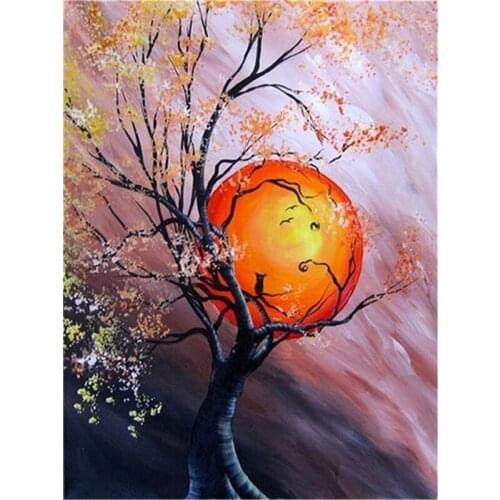 Full Square Diamond Embroidery Moon Tree Cross Stitch Kit Handicraft Diamond Painting Scenic Home Decoration