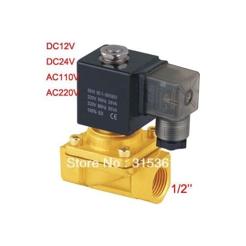 Free Shipping 1/2'' Direct Drive Solenoid Valve PU220-04 2 Way Brass Solenoid Valve DC12V,DC24V,AC110V and AC220V