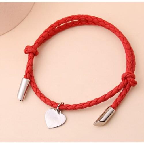 Love Heart Shape Charm Bracelet Thin Red Rope Thread String Bracelets For Men Women Couples Bracelets for Lover Friendship Rope