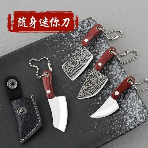 Damascus Keychain Small Kitchen Knife Cool Mini Knife Pendant Accessories Holiday Gift Wrapping Paper Cutter ocket knife