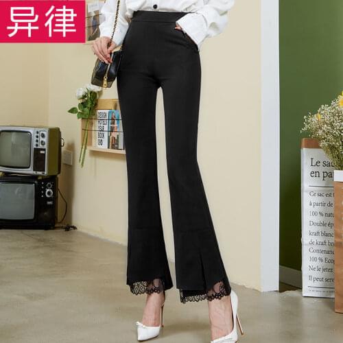 Women Pants Cropped/Spring Womens Pants Lace Pants Womens Stretch Womens Black Trousers Pantalones De Mujer