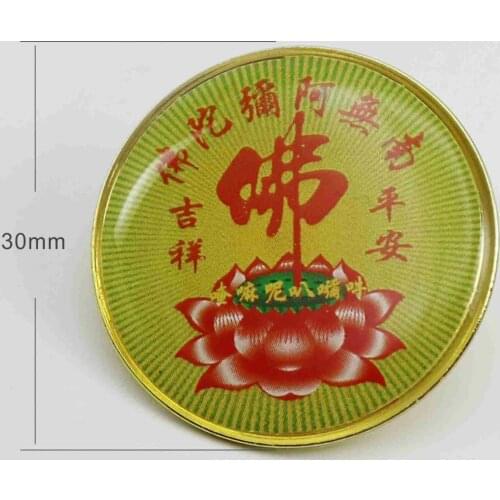 Buddhism Pin Buddhist Badge with Coat Epoxy Metal Pins with Plating Gold Color In Epoxy Sticker Logo Size 30MM