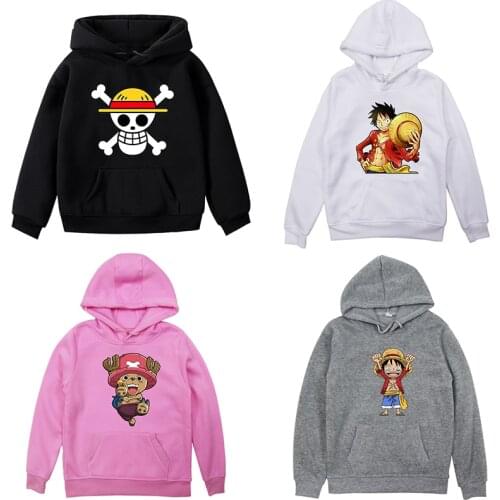 ONE PIECE Printed Boys Girls Velvet Hoodie Casual Children Monkey D. Luffy Hoodies Sweatshirt Tops TonyTony Chopper Sportswear