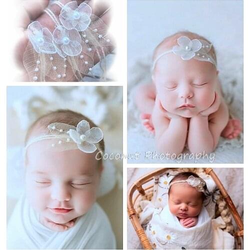 CoconutNewborn Photography Props Baby Headband With Flower Girl Photo Shoot For Studio Princess Headwear Flower Hair Accessories