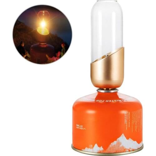 Borosilicate Glass Orange Gas Lantern Outdoor Propane Isobutane Fuel Lights For Camping Backpacking Romantic Ambiance Gas Lamp