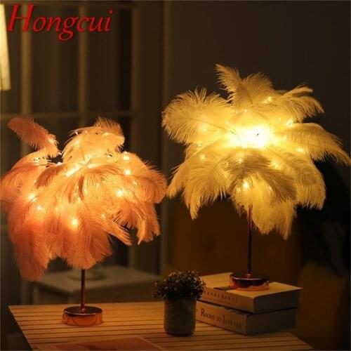 Hongcui Table Lamp LED Feather Iron Art Small night With Remote Control Dandelion Atmosphere Light