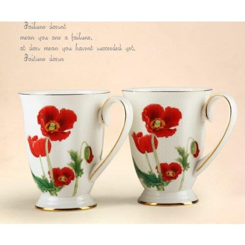 European-style Bone China Mug Breakfast Cup Office Cups British Afternoon Black Tea Set Porcelain Coffee Cup Drinkware