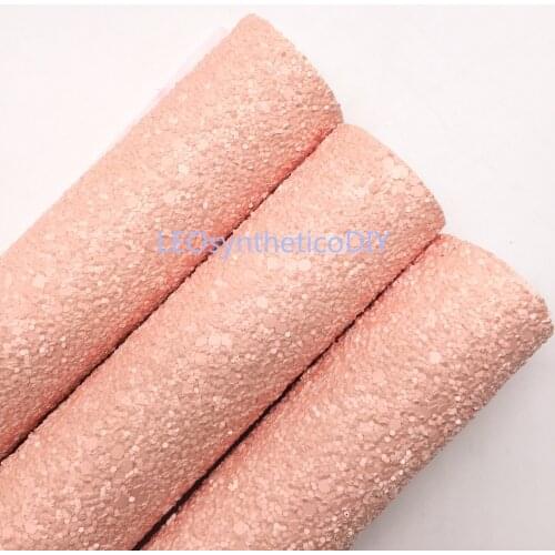 LEOsyntheticoDIY Baby Pink Chunky Glitter Vinyl Fabric Sheet Felt Backing Synthetic Leather Faux Vinil DIY A4 SIZE R057A