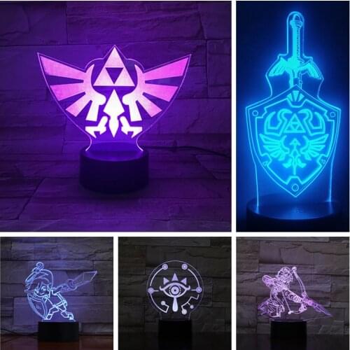 Link Figure Shield BREATH OF THE WILD Majoras Mask LINK Temple Shape Visual Illusion 3D LED Light Nightlight Action Figure