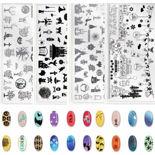 MAFANAILS Halloween&Christmas Nail Stamping Plates DIY Konad Stamping Polish Stencil Nail Art Image 6.2*12.5CM Manicure Template