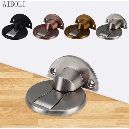 Stainless Steel Magnetic Door Stopper Modern Magnet Hidden Door Stops Holders Catch Floor Nail-free Doorstop Furniture Hardware