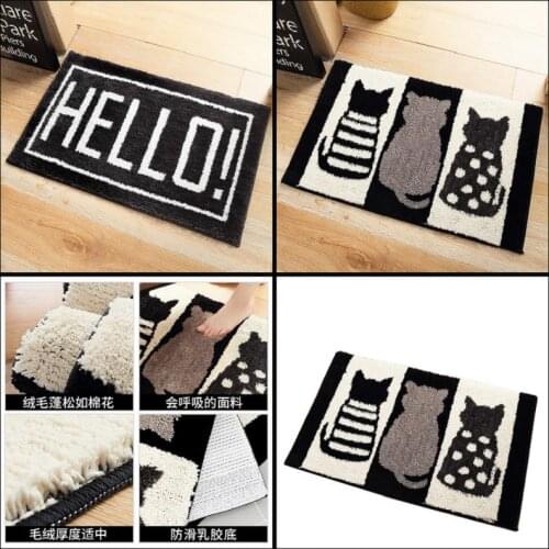 Cute Cat Bath Mat For Bathroom Toilet Bathtub Wash-basin Pattern Rug For Door Balcony Absorbent Carpet Black and white cat mat