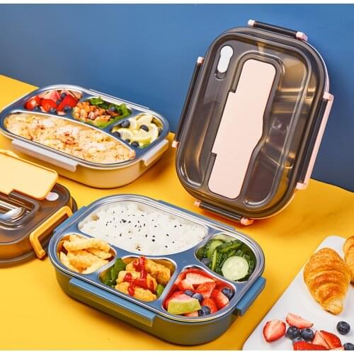 Multi-layer bento box Japanese Style Portable Outdoor 304 Stainless Steel thermal lunch box for kids With Compartment food boxs