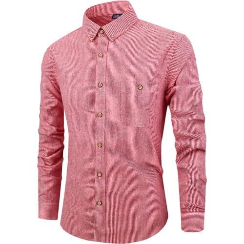 Cheap Price Summer Mens Dress Shirts Stripe 4XL Plus Size Long Sleeve Cotton Mens Shirt Fresh European and American Style A713