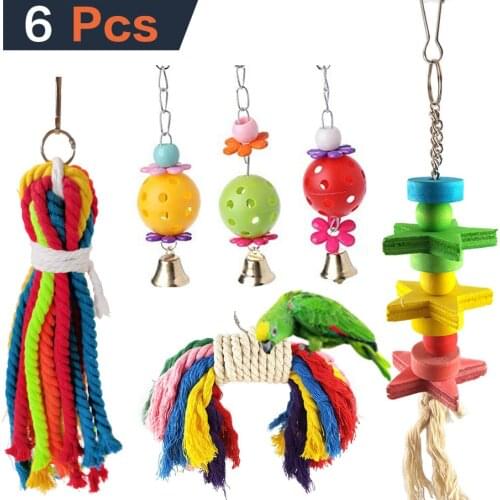LHXMAS BIRD TOYS SET SETS 6Set Parrot toys combination Parrot small pet supplies toy bird