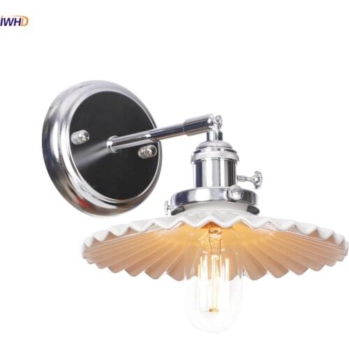 IWHD Nordic White Ceramic Wall Sconce Bedroom Mirror Stair Light Switch Chrome Modern Wall Lamp LED Wandlamp Lamparas De Pared