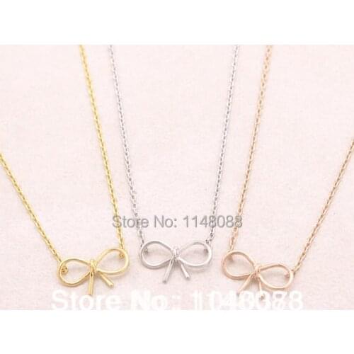New Fashion hotting sale plating Dainty romantic Bow Necklace jewelry-1pcs(3 colors quantity collocation)