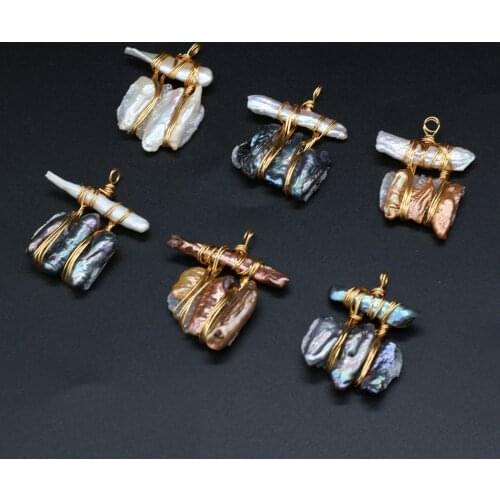 Handmade Natural Irregular Winding Pearl Pendant Pearl Flowers Charms 1pcs 30x35mm For DIY Jewelry Necklaces Making Accessories