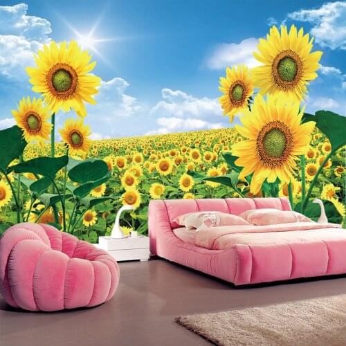 Custom Photo Wallpaper 3D Sunflowers Pastoral Scenery Wall Painting Living Room TV Sofa Backdrop Wall Home Decor Papel De Parede