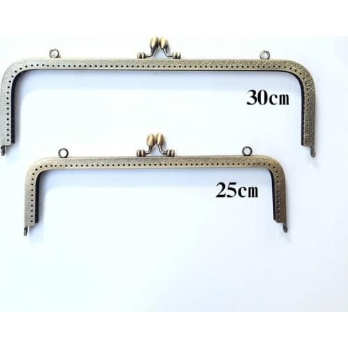 25cm 30cm women DIY bag making right angle design knurling purse frame long metal clasp kiss buckle 3pcs/lot
