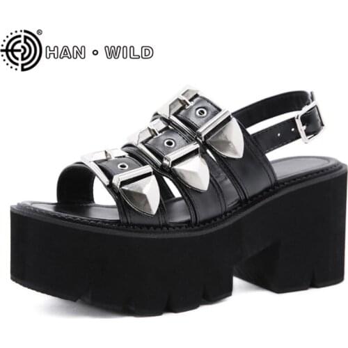 Fashion Buckle Women Sandals Summer Fashion Gothic Punk Shoes Platform Women Gladiator Sandals Open Toe Female Footwear