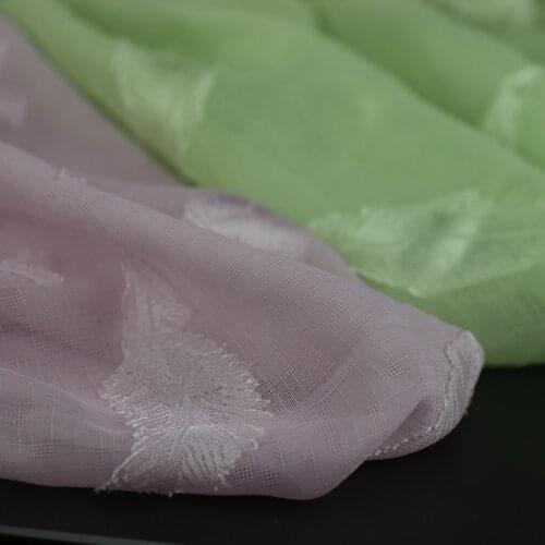 Swissdot Chiffon Jacquard Dress Cosplay Fabric Feathers Chinese Elements Floral Pattern