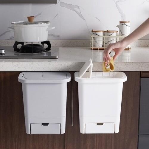 Folding Waste Bins Wall Mounted Kitchen Garbage Can Hangable Kitchen Door Back Cabinet Trash Can Car Waste Storage Bucket