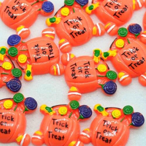 Resin Halloween Pumpkin Candy Pocket |Halloween Party Decoration Miniatures|Halloween “Trick or Treat ” Charms