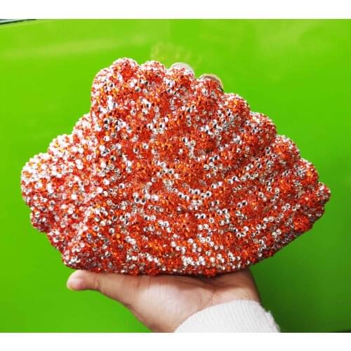 Newest Fashion Luxury Crystal Bags Orange lemon Evening Bags Horn Shell Diamond Clutch Bags SM60