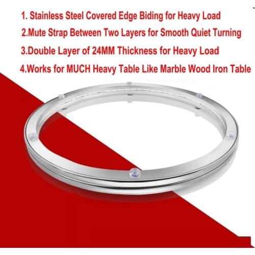 HQ SUPER STRONG Stainless Steel Biding Lazy Susan Rotate Turntable Heavy Load Double Layer 24MM Thick Mute Strap Swivel Plate