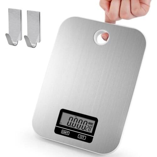 New Digital Kitchen Scale 5Kg/1g Stainless Steel Kitchen Electronic Scales High Accurate Food Baking Weigh Scales with wall hook