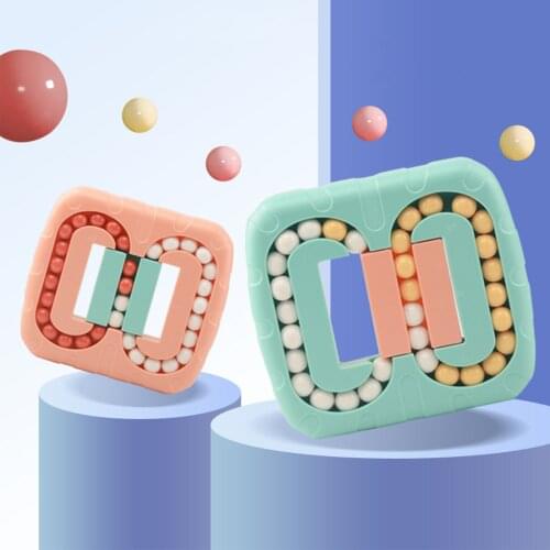 Rotating Magic Beans Cube Toy Decompression Fingertip Fidget Toys Magic Rotating Spin Bead Puzzles Game Kids Gift