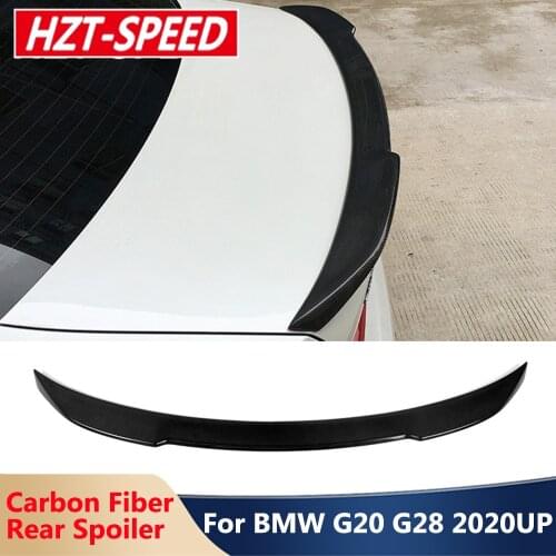 CS Style Modified Real Carbon Fiber Material Rear Spoiler Back Trunk Wing For BMW 3 Series G20 G28 Refitting 2020 Up