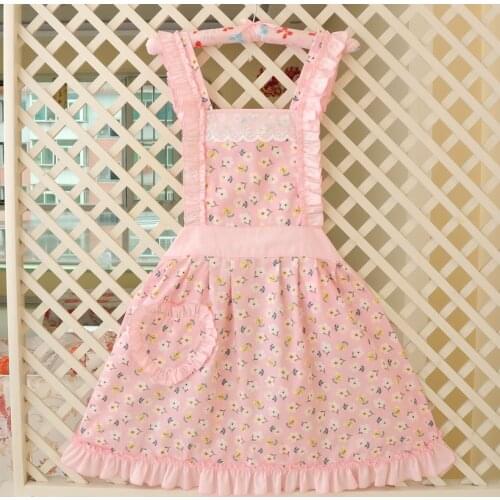 Pastoral Flower Aprons Kitchen Cooking Aprons For Women Office Study Home Work Apron Cotton Sleeve Skirt Sweet Womens Smock