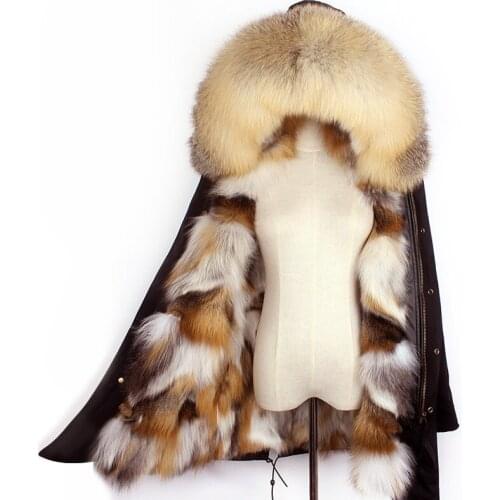 2020 womens real fur autumn and winter new fur coat Sun Fox fur parka overcomes long style