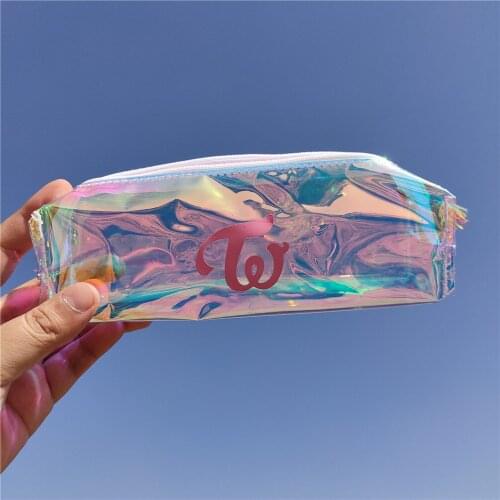 1pcs KPOP TWICE Laser pencil case transparent K-pop Twice pencil bag Feels Special