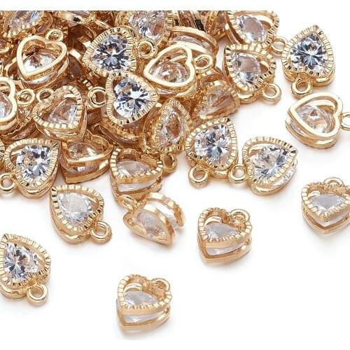 100pcs 10x8.5x5mm Heart Alloy Jewelry Pendant Metal Crystal Charms DIY Cubic Zirconia Jewelry Making DIY Gunmetal KC Gold