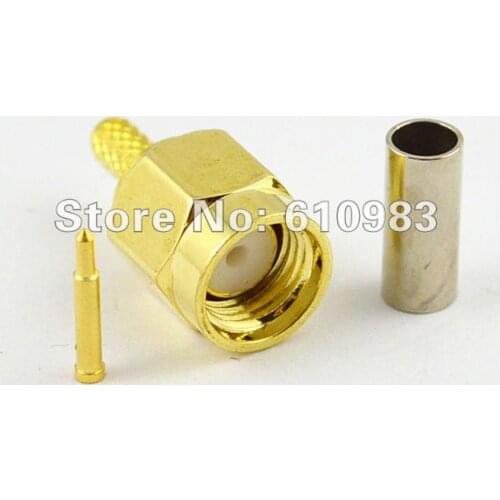 100 Pieces SMA male Connector crimp straight for RG174 RG179 RG316 RG188