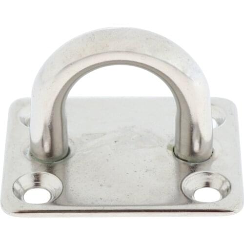 2Pcs Heavy Duty 304 Stainless Steel Pad Eye Plates 8mm Square Base Staple Mooring Fitting for Marine Boat Sailboat